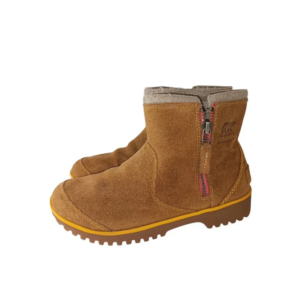 Sorel Meadow Women’s sz 8.5 Tan Brown Zip Waterproof Suede Boots NL2189 287 - Picture 2 of 14